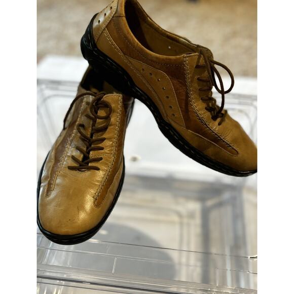 Josef Seibel Tan Leather Womens Lace Up Oxford Retro Academia, Shoe 6-6.6 37eu - Picture 1 of 7